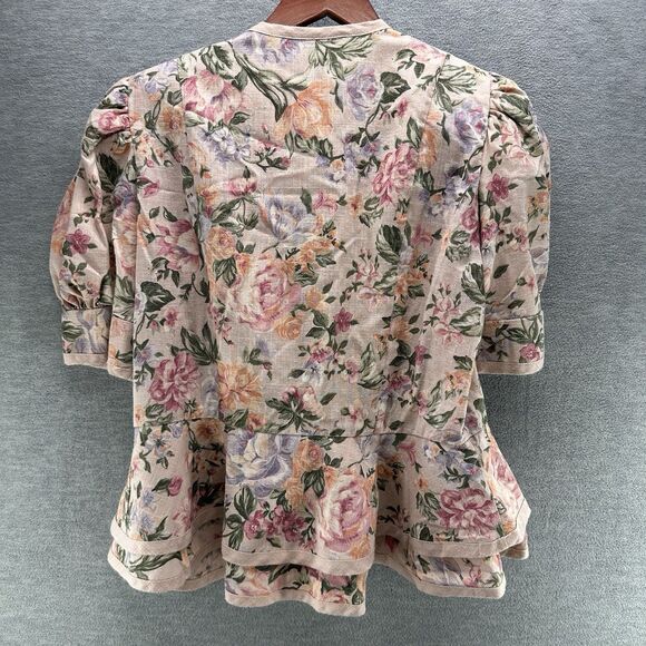 LORAC ORIGINAL - Vintage Floral Peplum Puff Sleeve Blazer Size 16 1/2  A44 - Picture 2 of 11